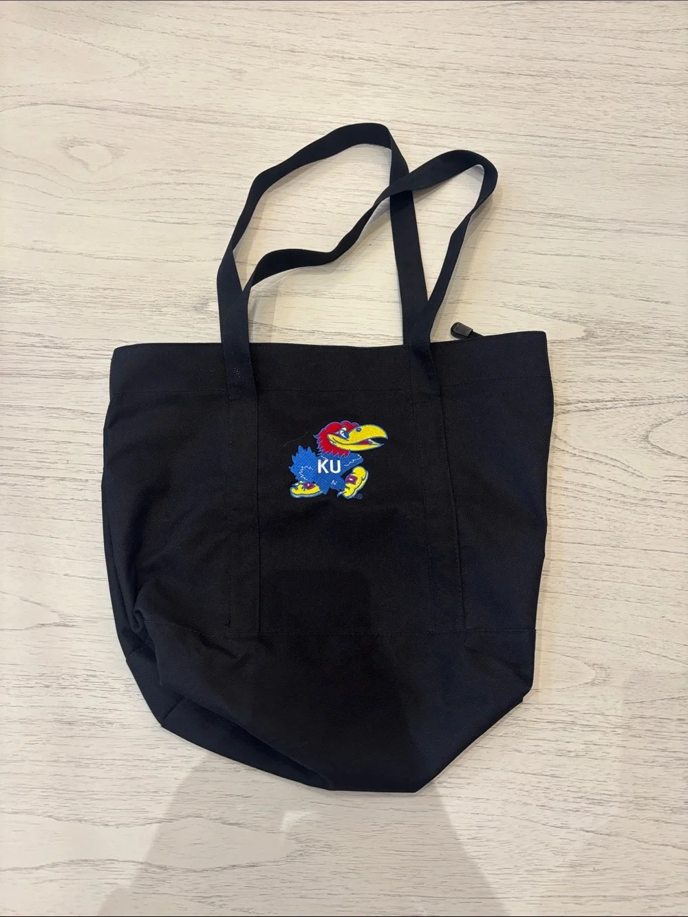 Embroidered Black Canvas Tote Bag